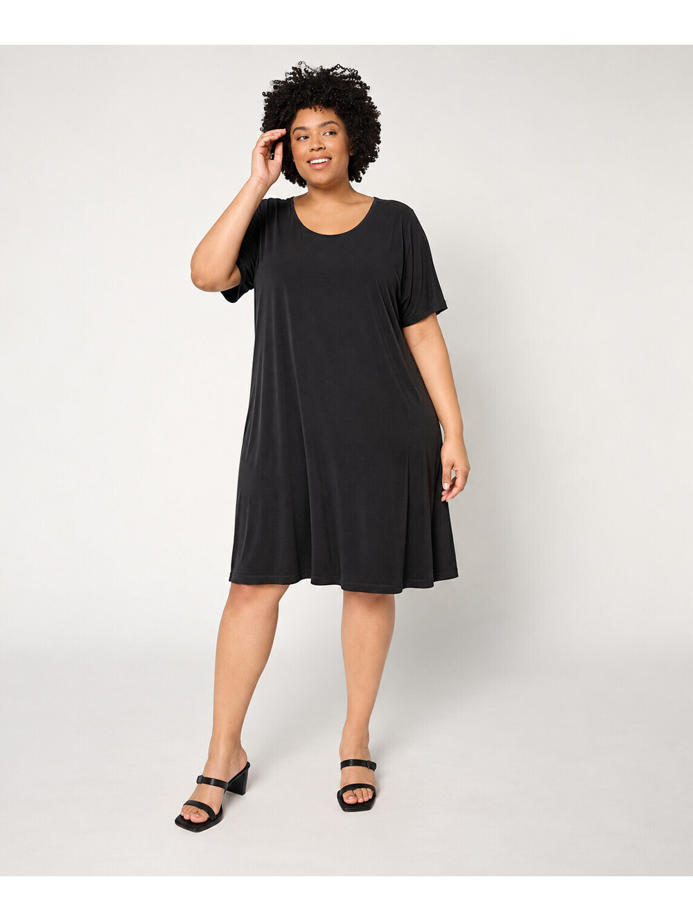 Susan Graver Regular Liquid Knit Fit & Flare Dress Black, Size 5X